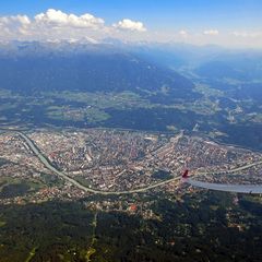 Flugwegposition um 14:20:02: Aufgenommen in der Nähe von Gemeinde Thaur, Thaur, Österreich in 2805 Meter